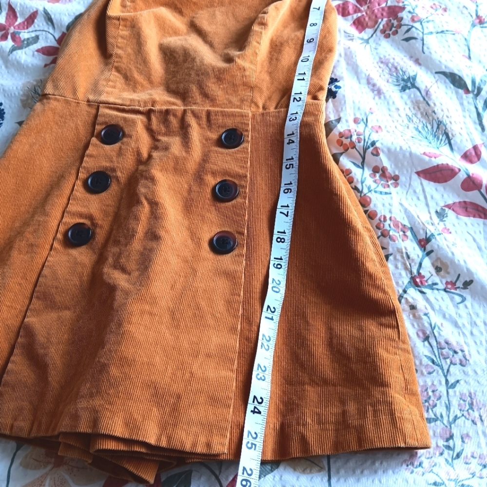 Urban Outfitters BDG Mustard Yellow Daley Corduroy Romper Shorts Coulotte Skirt - Picture 6 of 11